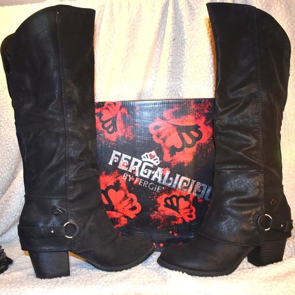 Fergalicious Shoes - Fergalicious by Fergie, Black Lexy-T Boot, Womens Size 8